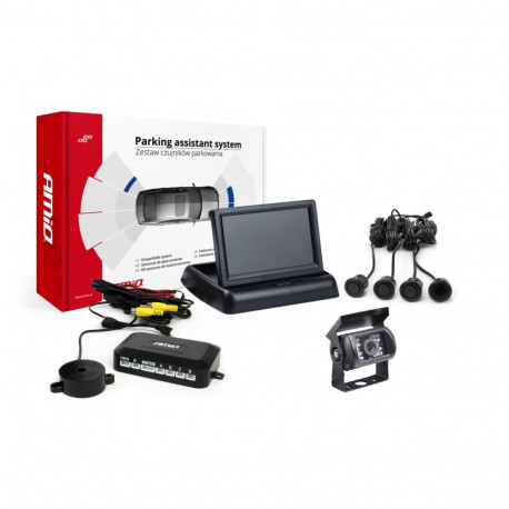 Parkimisandurite komplekt tft02 4,3" HD-501-IR kaameraga, 4 musta andurit "kuld"