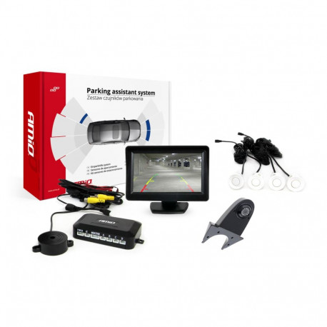 Tft01 4,3" parkimisandurite komplekt hd-502-ir kaameraga 4 valged andurid