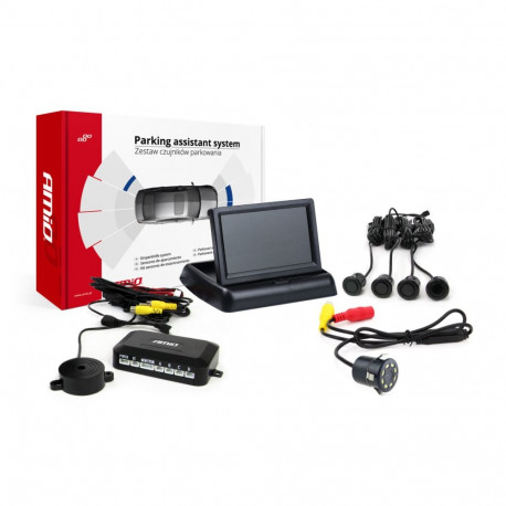 Tft02 4,3" parkimisandurite komplekt hd-308-led kaameraga 4 musta andurit "gold"