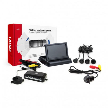 Parkimisandurite komplekt tft02 4,3" HD-305-LED kaameraga 4 musta andurit "kuld"