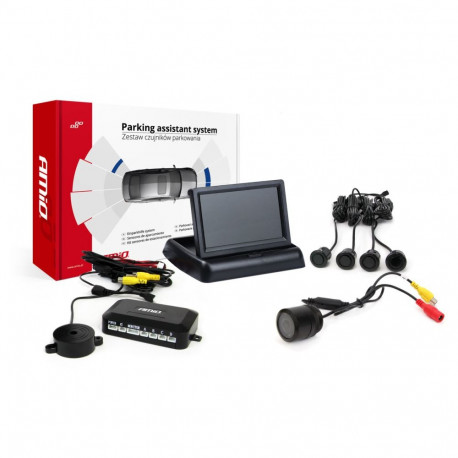 Tft02 4,3" parkimisandurite komplekt kaameraga hd-301-ir 4 mustad andurid "gold"