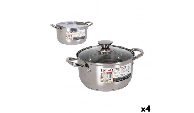 Casserole with lid Quttin New neron Steel 4 L Ø 22 cm 30 x 22 x 12 cm (4 Units)