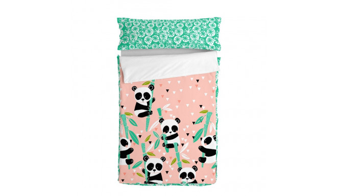 Комплект постельного белья на молнии с одеялом HappyFriday Moshi Moshi Panda Garden Розовый 105 x 20