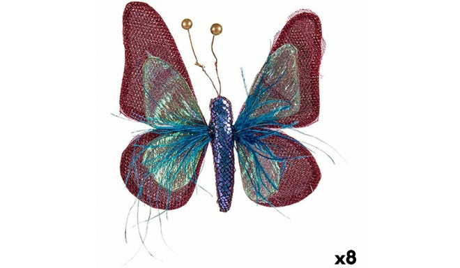 Decorative Figure Butterfly Blue Pink 14 x 3 x 18 cm (8 Units)
