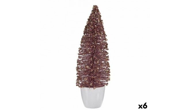 Decorative Figure Christmas Tree Pink Golden 10 x 33 x 10 cm (6 Units)