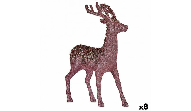 Decorative Figure Christmas Reindeer Pink Plastic 15 x 45 x 30 cm (8 Units)