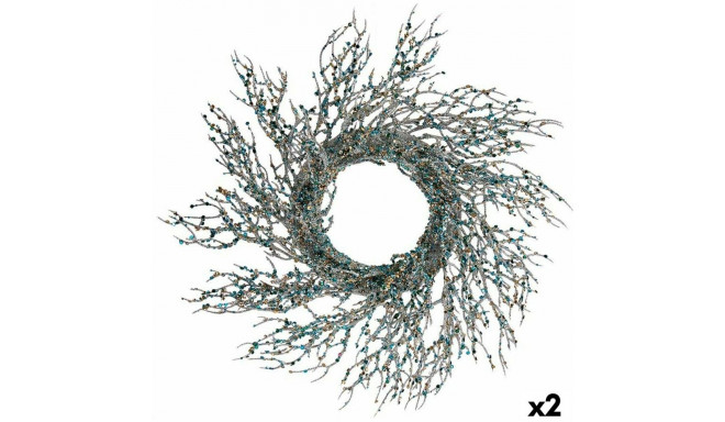 Advent wreathe Krist+ 3300/16-DB9-6 3300/16-DB9-6 Blue Golden Plastic Branch 50 x 10 x 50 cm (2 Unit