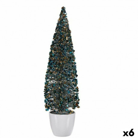 Dekoratiivkuju Jõulupuu Sinine Kuldne Plastmass 10 x 38 x 10 cm (6 Ühikut)