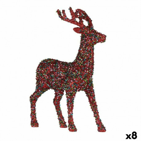 Dekoratiivkuju Jõulu põhjapõder Läige Mitmevärviline Plastmass 15 x 45 x 30 cm (8 Ühikut)