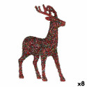 Dekoratiivkuju Jõulu põhjapõder Läige Mitmevärviline Plastmass 15 x 45 x 30 cm (8 Ühikut)