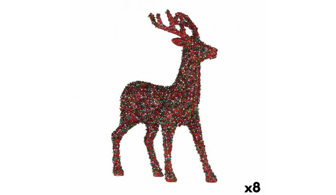 Dekoratiivkuju Jõulu põhjapõder Läige Mitmevärviline Plastmass 15 x 45 x 30 cm (8 Ühikut)