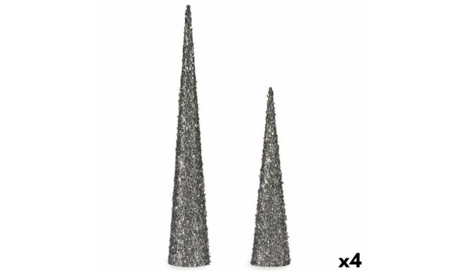 Christmas bauble Krist+ 193YYX38-MNCA-1 193YYX38-MNCA-1 Silver Cones 9,5 x 60 x 9,5 cm Sequins (4 Un