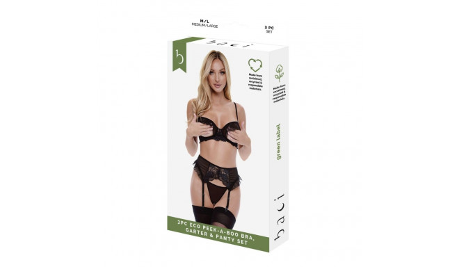 Apakšveļas Komplekts Baci Lingerie Peek-A-Boo Bra Melns (S/M)