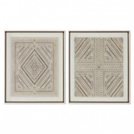 Canvas Home ESPRIT White Natural Boho 50 x 3,8 x 60 cm (2 Units)