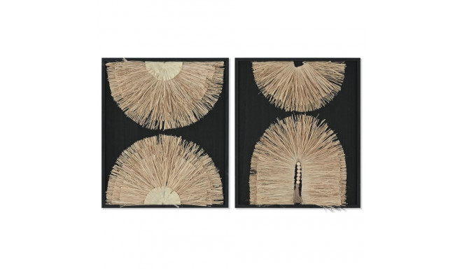 Canvas Home ESPRIT Black Natural Modern Boho 50 x 3 x 60 cm (2 Units)