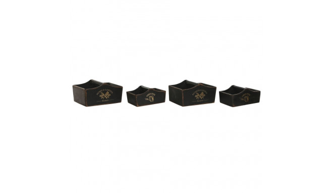 Set of trays Home ESPRIT Black Fir wood 35 x 22 x 18 cm