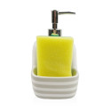 Soap Dispenser Versa Grey Ceramic Stripes 9,4 x 17,8 x 10,5 cm