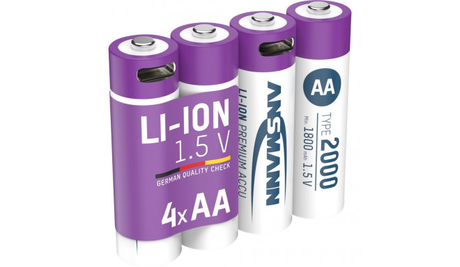 Ansmann 1312-0036 Mignon tüüp AA 2000 laetavad patareid (min. 1800 mAh) komplektis 4 tk.