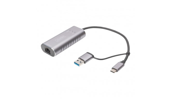 Digitus USB Type-C Gigabit Ethernet Adapter 2.5G, USB-C + USB A (USB3.1/3.0) | DN-3028 | USB3.0/USB 