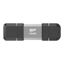 Silicon Power Dual USB Drive | Mobile C51 | 256 GB | USB Type-A and USB Type-C | Silver