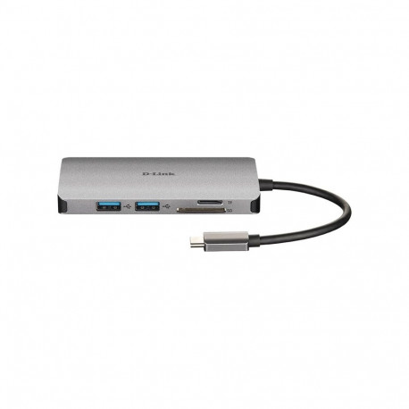 D-Link 8-ühes USB-C jaotur HDMI/Ethernet/kaardilugeja/toiteedastusega DUB-M810 USB jaotur USB Type-C