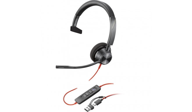 HP Poly peakomplekt Blackwire 3310 Microsoft Teamsi sertifikaadiga, ühe kõrvaga, USB-C + USB-C/A ada