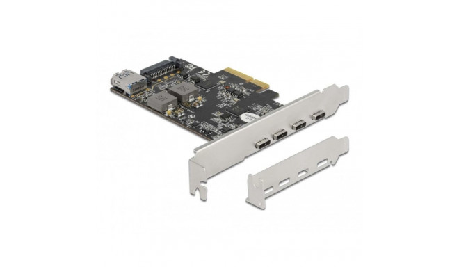 DeLOCK PCI Express x4 Card to 4 x USB Type-C + 1 x USB Type-A - SuperSpeed USB 10 Gbps - Low Profile