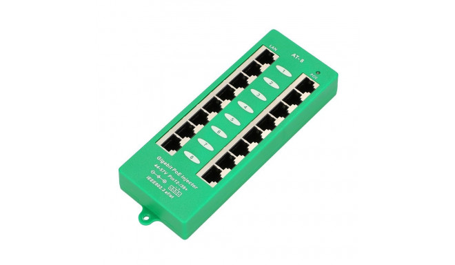 Extralink Gigabit PoE Injector 8 Port Active, 8 ports Gigabit 802.3at/af, Mode A