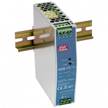 MEAN WELL DIN-liistu lülitustoiteallikas NDR-75-48 48V/75W/1.6A