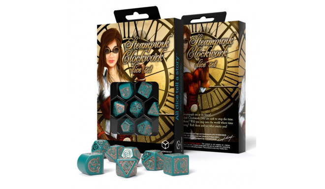 Steampunk Clockwork Dice Set Turquoise And Copper Colors