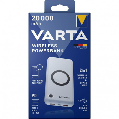 Varta Wireless Power Bank-charger Energy 20000mah 57909 External Battery (powerbank)-charger