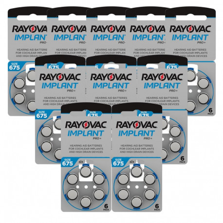 Rayovac Implant Pro Batteries for Hearing Aids 60 Units.