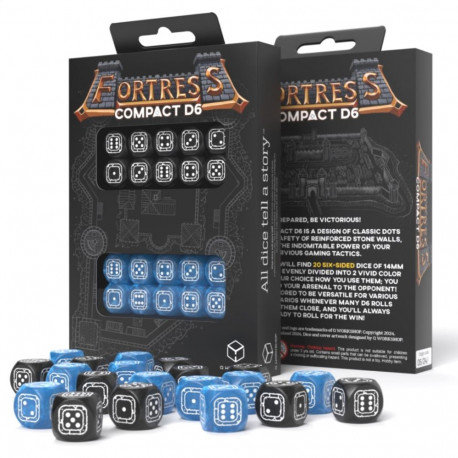 Q-workshop Fortress Compact D6 Black & Blue Dice Set