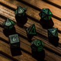Elvish Dice Set Black And Fluorescent Colors Glow In The Dark