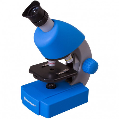 Microscope, Bresser Juniors 40x-640x BLUE with experiment kit, with phone adaptor