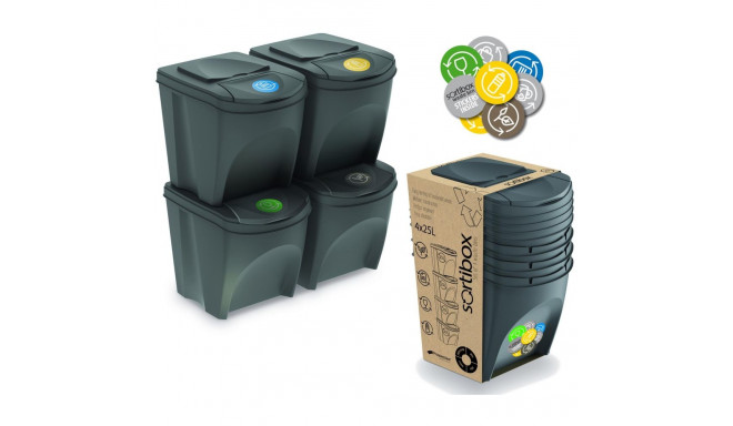 Zestaw koszy do segregacji Sortibox 4x25L szary