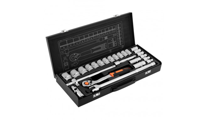 Padrunvõtmete komplekt 1/2", 25 tk., CrV