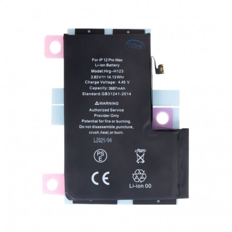 - Battery for iPhone 12 Pro Max 3687mAh Li-Ion (Bulk)