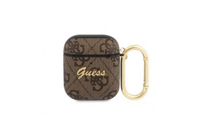 Guess - Guess 4G Script PC/PU Case for AirPods 1/2 Brown