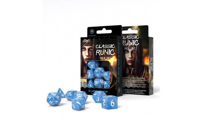 Classic Runic Dice Set Blue And White Colors