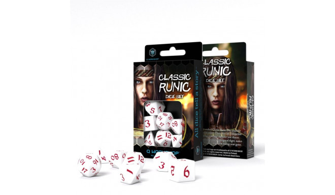 Classic Runic Dice Set White And Red Colors