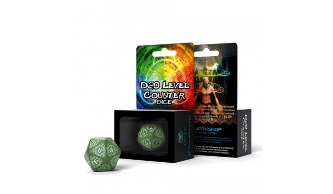 D20 Level Counter Dice Green And White Colors