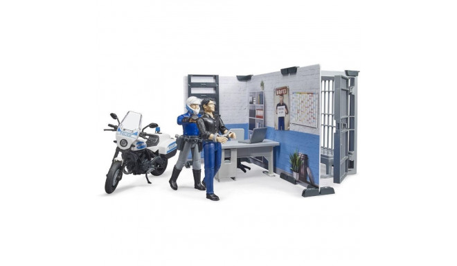 TOY POLICE STATION WITH MOTORBIKE BRUDER