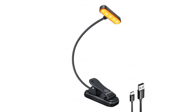 Wireless lamp Glocusent ET-Head clip-on book light, USB-C 650mAh timer (Black)