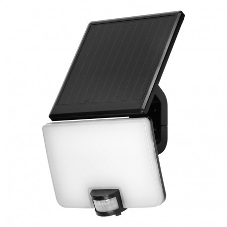 SOLIS LED 10W, päikesepaneeliga prožektor liikumisanduriga PIR, 1200 lm, IP54, 4000K, 3000 mAh, must