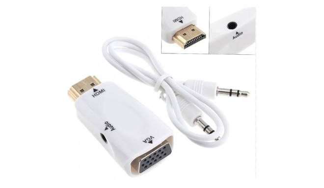 Fusion videosignaali muundur HDMI-VGA (+audio) valge