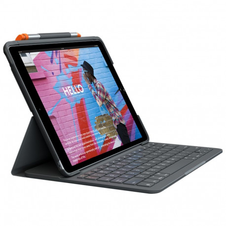 Tahvelarvuti ümbris+klaviatuur Logitech Slim Folio, Bluetooth, Pan Nordic, graphite, for Apple 10.2-