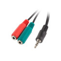 MINIJACK 3.5MM(M) 4PIN->2X MINIJACK 3.5MM(F) 3PIN ADAPTER CABLE 20CM BLACK LANBERG