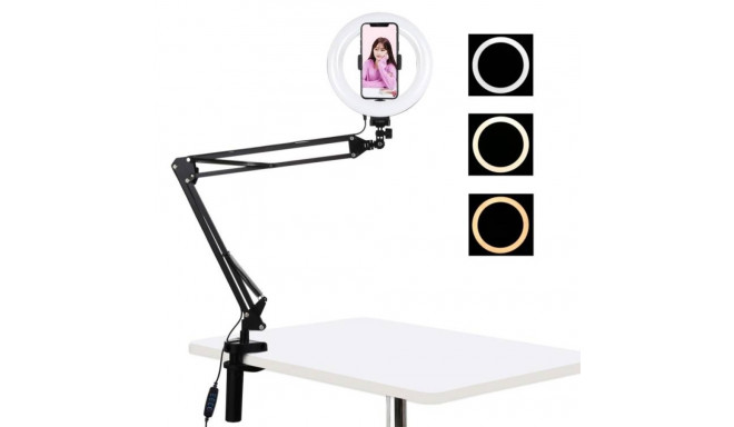 Desktop arm stand Puluz with 20cm LED Vlogging Ring PKT3089B