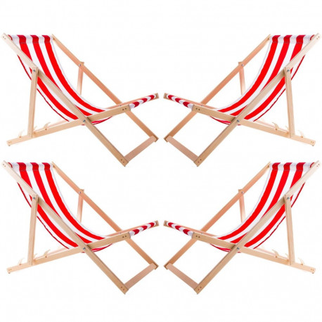 Zestaw 4 lezaków, punased triibud, kokkupandud, woodok